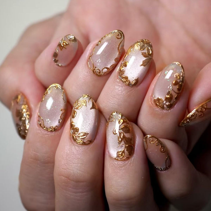 Mouyouglow Unghii False Magnetice Scurte, Roz Migdala Roșu Gradient Sclipici Cat Eye cu Lipici, Unghii Artificiale Roz Roșu Ombre Sclipici Fototerapie Pentru Femei și Fete