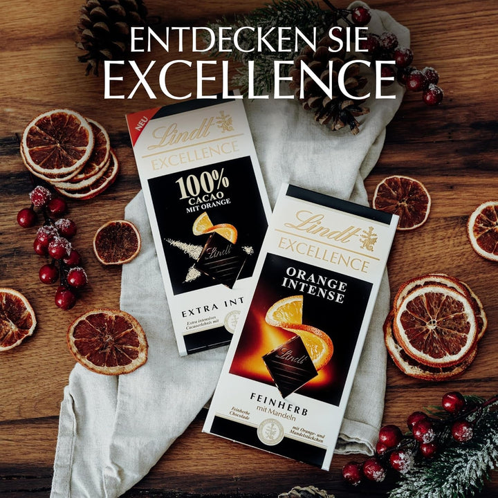 Lindt EXCELLENCE 100 % cacao și portocale, baton de 50 grame Naty Shop