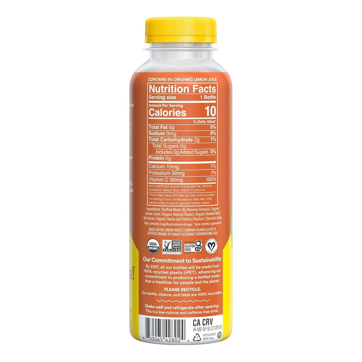 Sunshine Tea, Half Flavored Lemon Water (Original Lemon) & Half Iced Tea, Organic, Zero Sugar, Healthy Hydration Drinks, 15.2 Fl Oz Bottles (12-Pack) Apa USA Naty Shop