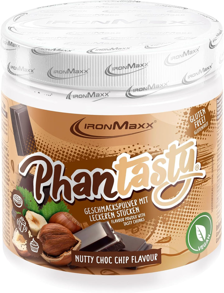 Ironmaxx Phantasty - Creamy Peach 250G Dose | Veganes Geschmackspulver Mit Echten Frucht- Oder Nussstückchen | Perfekter Zuckerersatz Indulcitori Naty Shop 250 G (1Er Pack) Nutty Choc Chip