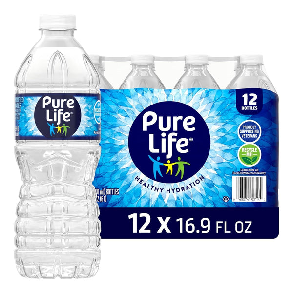 Purified Water Bottles, 12 Pack - Still Bottled Water Enhanced with Minerals for a Crisp Taste, Plastic Bottles - 16.9 Fl Oz Apa USA Naty Shop Default Title