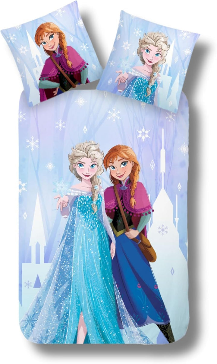 Lenjerie de pat pentru copii pentru fete și băieți, desene animate, 100% bumbac Lenjerie de pat - copii Naty Shop Anna Elsa