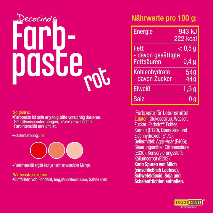 DECOCINO Colour Paste, 20 grame, ideal pentru colorarea prăjiturilor, fondantului și cremelor - fără azot și fără gluten Coloranti Alimentari Naty Shop