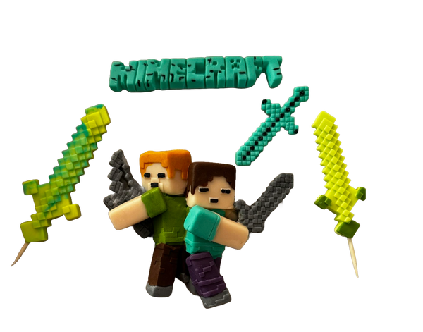 Set 5 decoratiuni comestibile din zahar, Minecraft Decoratiuni din Pasta de Zahar Naty Shop
