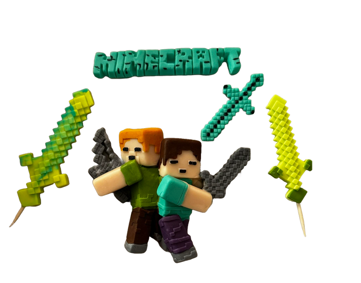 Set 5 decoratiuni comestibile din zahar, Minecraft Decoratiuni din Pasta de Zahar Naty Shop