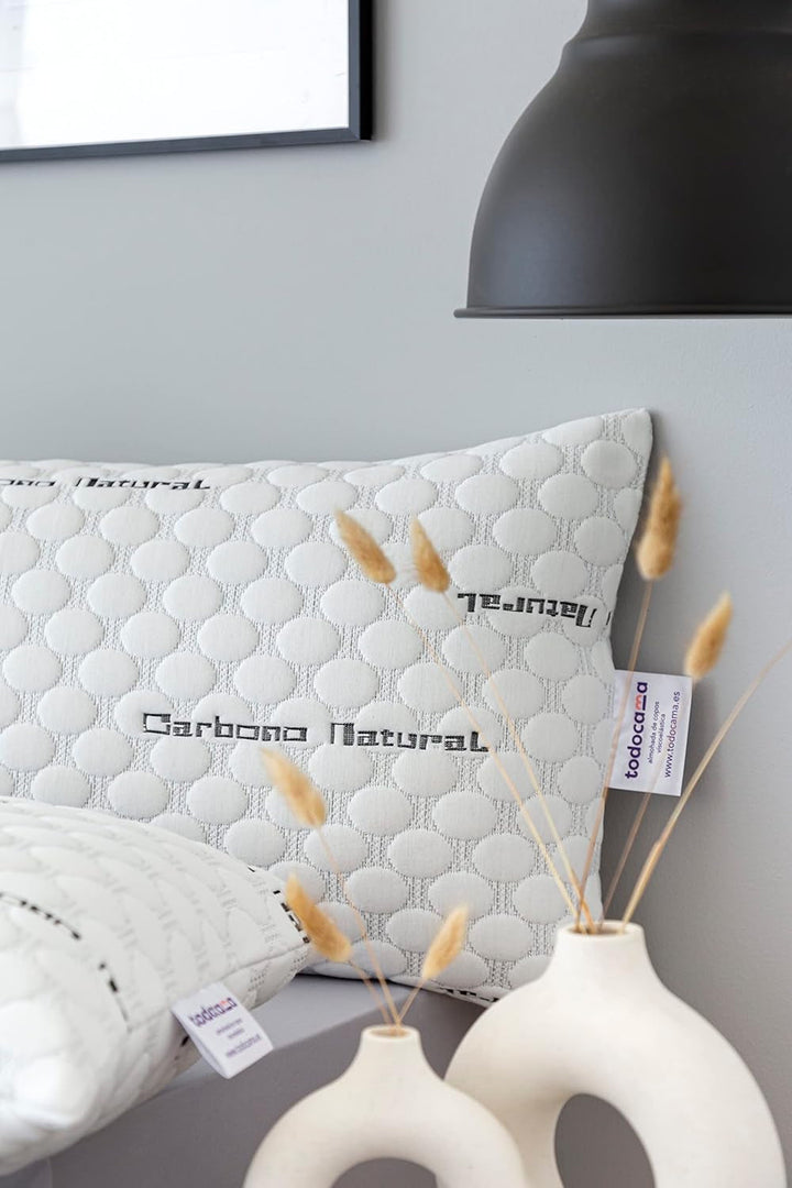 Todocama - Pernă de carbon viscoelastică, 100% viscoelastică, țesătură de carbon elastică, fermitate medie, înaltă (toate dimensiunile disponibile) (pachet 2 X 70 cm) Perne standard Naty Shop