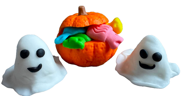 Set 3 decoratiuni comestibile din pasta de zahar, Halloween, fantome si dovlecel cu dulciuri Decoratiuni din Pasta de Zahar Naty Shop