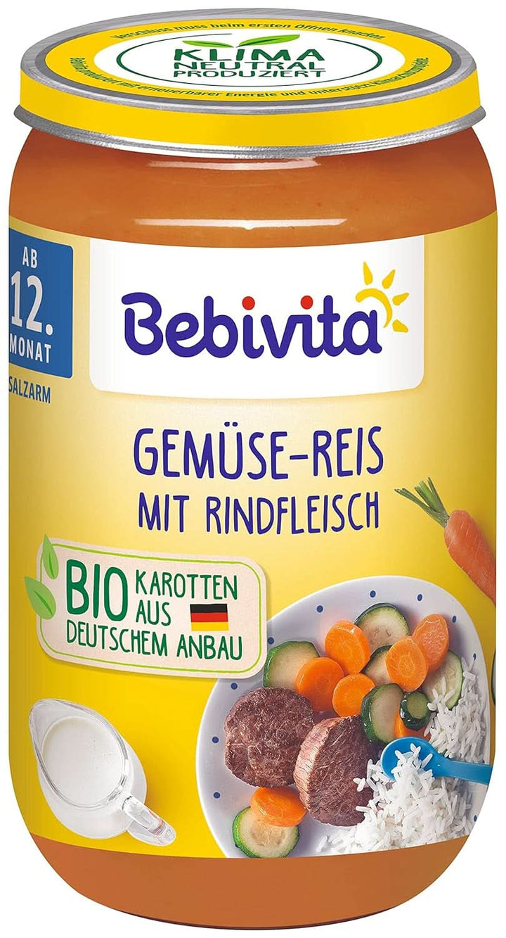 Meniuri din luna a 12-a, pachete de 6 (6 x 250g) Mama si Copilul Naty Shop 6 x 250 grame Orez De Legume Cu Carne De Vită