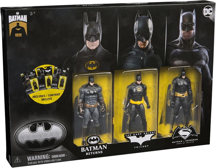 Set Ultimate Batman cu 3 figurine Batman (10 cm) din filmele Batman Returns, The Dark Knight și Batman V. Superman. De la 3 ani Action figures Naty Shop