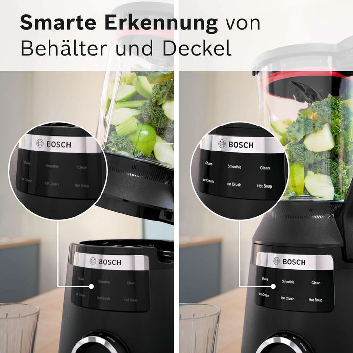 Highspeed-Standmixer Vitapower Serie 6 MMBD665B1, 45.000 U/Min, 6 Programme Inkl Heiße Suppe & Reinigung, 2 L Mixbehälter, Stopfer, Spülmaschinenfeste Teile, Made in Europe, 1800W, Schwarz Bucatarie Naty Shop