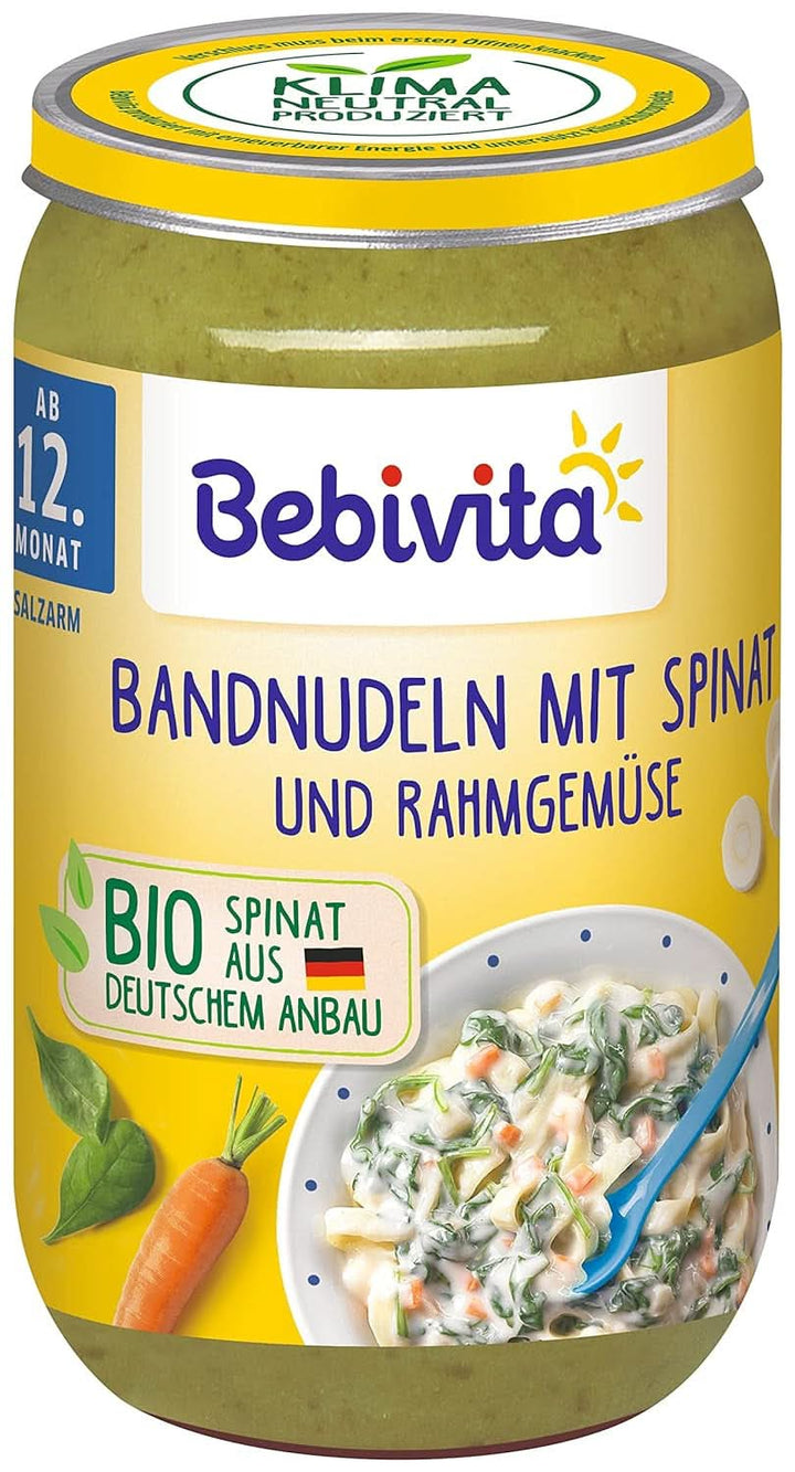 Meniuri din luna a 12-a, pachete de 6 (6 x 250g) Mama si Copilul Naty Shop 6 x 250 grame Tagliatelle cu spanac și cremă de legume