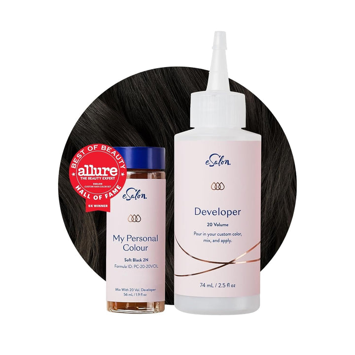 Set colorant permanent pentru păr, 100% acoperire gri, colorare la domiciliu, 0% amoniac vopsele de păr, vopsele de păr multidimensionale, vopsele de păr profesionale Vopsea pentru par Naty Shop Negru moale 2N