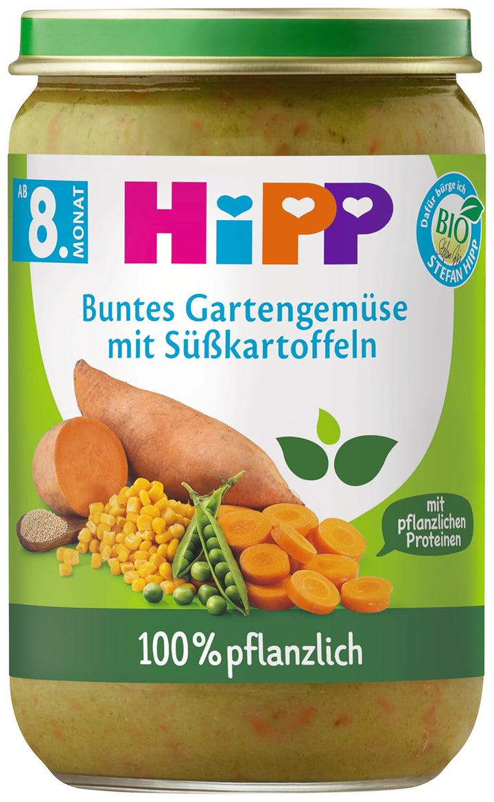 Meniuri Hipp 100% pe bază de plante De la 8 / 10 luni Mama si Copilul Naty Shop 220 grame Cartofi dulci cu porumb si fasole verde