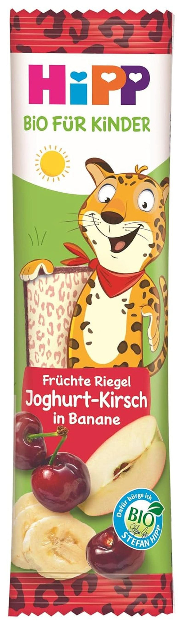 Baton organic Hipp Fruit-Friend Leopard, iaurt-cireșe în piure de banane, 22 x 23g Mama si Copilul Naty Shop 22 x 23 grame Iaurt, Cireșe În Piure de Banane