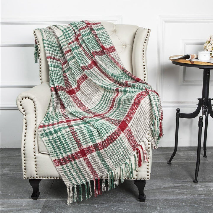 G Lake Orange Plaid Blanket Throw Acrylic Soft Reversible Coloured Fringed Bedspread Gift For Christmas Decorations 127 Cm W X 170.2 Cm L-Pumpkin Orange Paturi si Cuverturi G Lake Culoarea Crăciunului 50" W X 67" L
