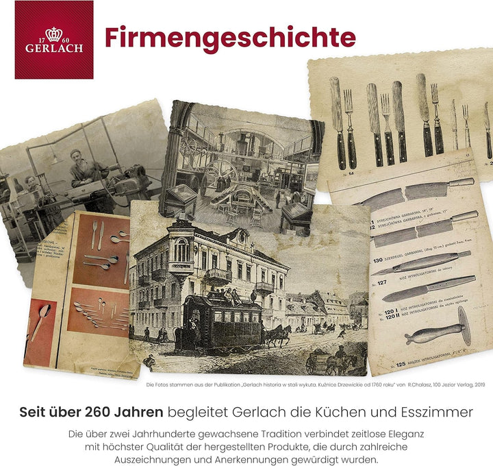 Gerlach 1760 Tunea Set, Tacâmuri din oțel inoxidabil, 24 buc, 6 persoane Bucatarie Naty Shop