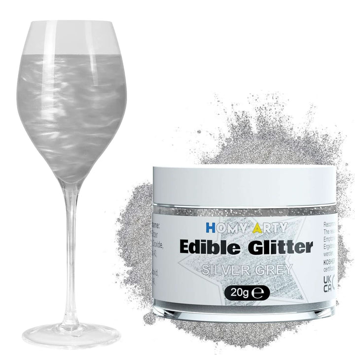 Glitter comestibil pentru bauturi, 4 grame Glitter Naty Shop Argintiu 20 grame