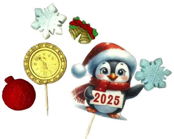 Set 6 decoratiuni comestibile din pasta de zahar, Sarbatori de iarna, 2025 Decoratiuni din Pasta de Zahar Naty Shop