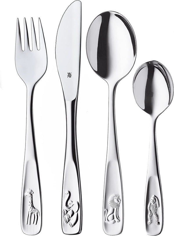 WMF Animals set de tacâmuri din oțel inoxidabil pentru copii, 4 piese, Cromargan lustruit Bucatarie Naty Shop
