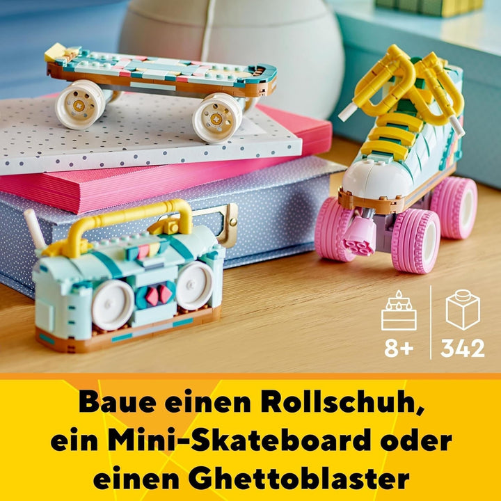 Jucărie LEGO Creator 3In1 Roller Skate pentru fete și băieți cu Mini Skateboard și Boombox, decor retro pentru dormitor, cadou de ziua de naștere pentru copii de la 8 ani 31148 Seturi de constructie Besuche den LEGO-Store