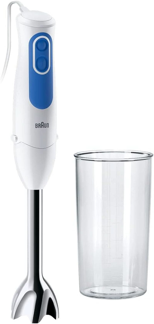 Braun Stabmixer MQ 3000 Smoothie+ – Multiquick 3 Pürierstab Mit Edelstahl Mixfuß, 700 Watt, Inkl 600 Ml Mixbecher, Weiß/Blau Bucatarie Naty Shop