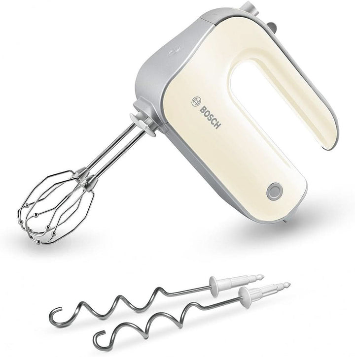 Bosch Handrührer Styline MFQ4835DE, 2X2 Rührbesen, 2 Edelstahl-Knethaken, Spülmaschinengeeignet, 575 W, Weiß Bucatarie Naty Shop Smooth Vanilla / Silber