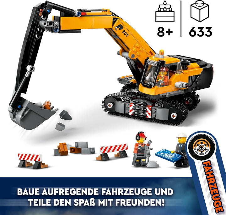 LEGO City Crawler Excavator, excavator de jucărie pentru copii de la 8 ani, jucărie de construcție cu model de excavator, camion construibil cu accesorii și 3 minifigurine 60420 Seturi de constructie Besuche den LEGO-Store