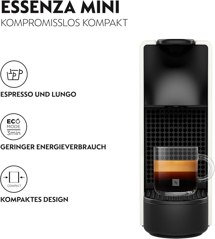 Espressor cu capsule Nespresso Krups XN1101 Essenza Mini, 1260 W, alb, 0,7 litri [Clasa energetică A]