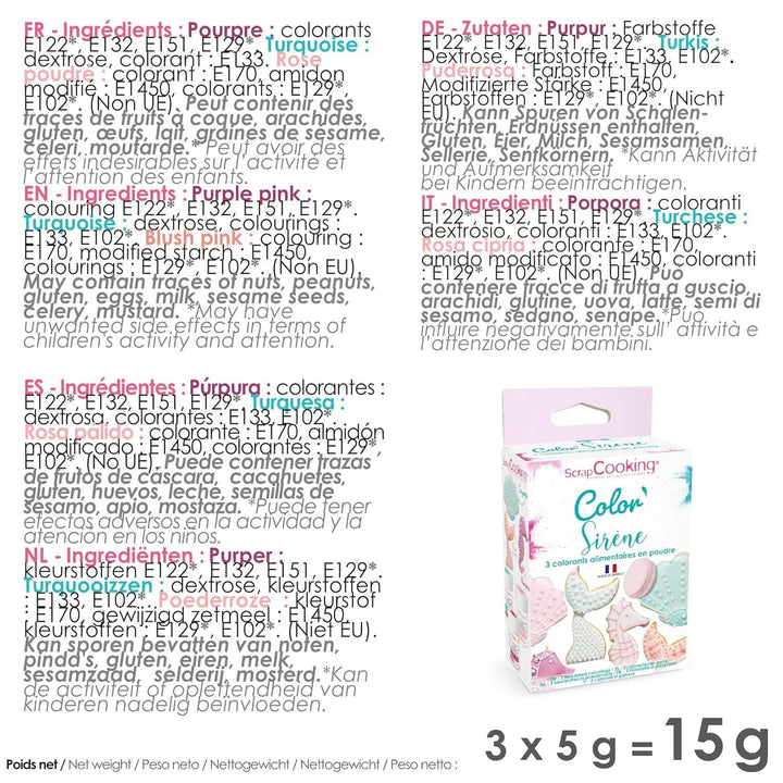 Scrapcooking, set 3 coloranți alimentari pudră Coloranti Alimentari Naty Shop