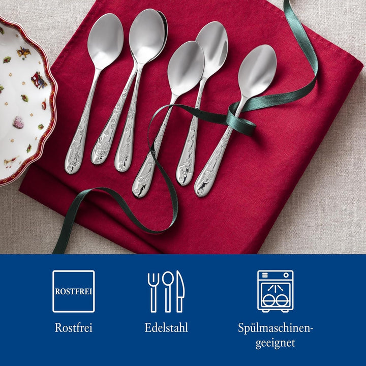 Villeroy & Boch - Set de linguri de cafea Toy'S Delight 6 piese Silver Platinum, rezistent la mașina de spălat vase Bucatarie Naty Shop