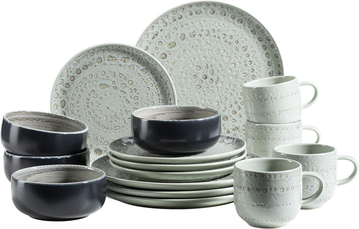 MÄSER 931743 Seria Spicy Market, Set de veselă pictată manual pentru 4 persoane cu design mediteranean vintage Seturi vesela masa Naty Shop Verde