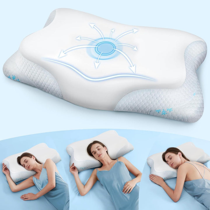 Cloudétoile pernă pentru gât pernă din spumă cu memorie - pernă ortopedică ergonomică 2 în 1 pernă din spumă visco pernă pentru dormit lateral, pernă de susținere a gâtului reglabilă pe înălțime pernă din spumă cu memorie, alb 64X38X12 cm Perne ortopedice cervicale Naty Shop Alb 64X38X12 Cm