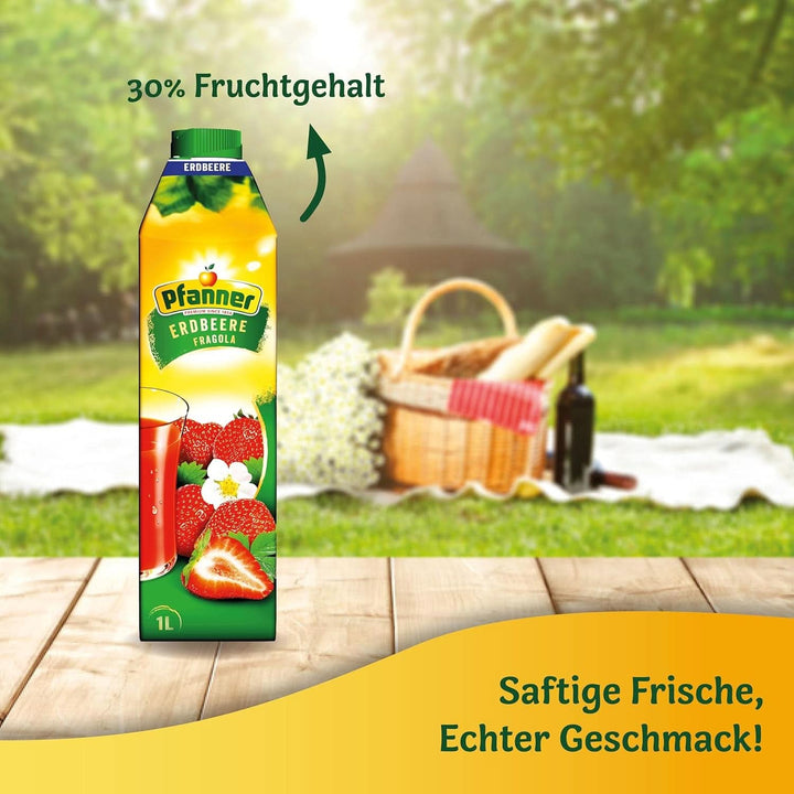 Pfanner Nectar de fructe cu căpșuni (8 X 1 litru) - 30 % conținut de fructe - băutură de căpșuni Naty Shop