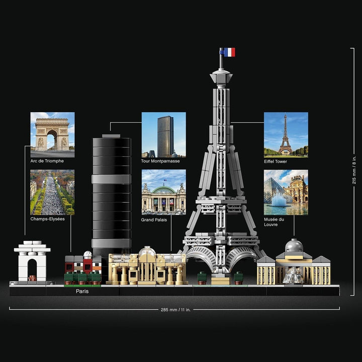 LEGO Arhitectură Paris, Model Kit cu Turnul Eiffel, Champs-Élysées și Louvre Model, Colecția Skyline, Decorațiuni pentru casă și birou, Idei cadou pentru colecționari, bărbați și femei 21044 Seturi de constructie Besuche den LEGO-Store