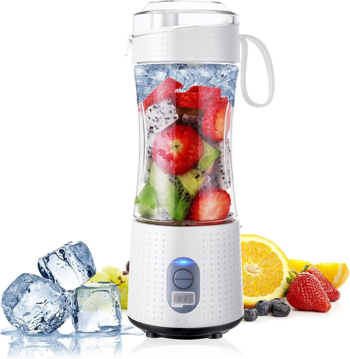 Topesct Tragbarer Mixer, Smoothie Maker to Go– Mobiler Standmixer/Elektrischer Mini Saftmixer Sechs Klingenin 3D-Anordnung Für Hervorragendes Mixen,13Oz USB Wiederaufladbarer Juicer (Schwarz) Bucatarie Naty Shop Weiß