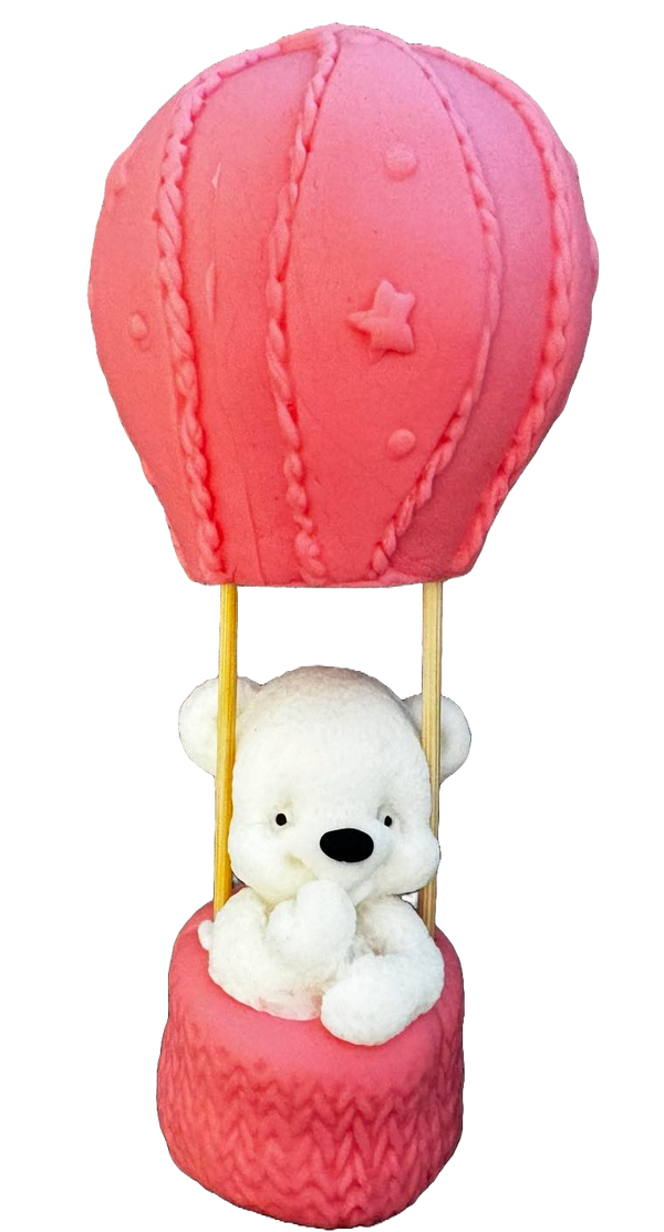 Decoratiune comestibila din zahar, Ursulet in balon Decoratiuni din Pasta de Zahar Naty Shop