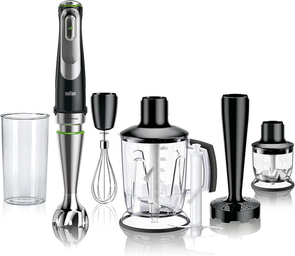 Braun Multiquick 9 MQ 9147X – 5-In-1 Stabmixer Mit Standmixer-Aufsatz, Zerkleinerer, Kartoffel- & Gemüsestampfer & Schneebesen, Stufenlose Geschwindigkeitseinstellung, 1200 W, Schwarz/Edelstahl Bucatarie Naty Shop Single 5-In-1 Inkl. Standmixer-Aufsatz