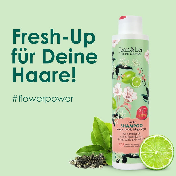Șampon cu efect de hidratare Jean & Len Green Tea & Lime, pentru păr normal până la gras, 300 ml Duș și baie Jean & Len Green Tea & Lime