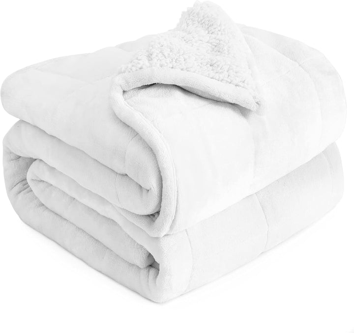 Pătură cu greutate Cottonblue, 6,8 kg, dimensiunea reginei, flanel, Shaggy, Sherpa, pătură cu greutate pentru adulți, pături cu greutate confortabile pentru a calma și relaxa, plapume grele, 152.4 X 203.2 Plapumi si pilote Naty Shop Albă ca Zăpada 48 X 72 15 Lb