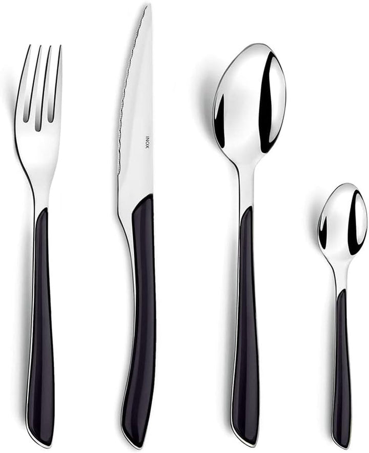 Amefa ECLAT set de tacâmuri NATURE, 24 de piese, 6 persoane Bucatarie Naty Shop Lucios monocrom Negru 24 de piese