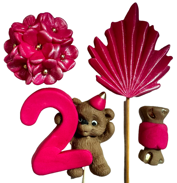 Set 4 decoratiuni comestibile din zahar, 2 ANI Decoratiuni din Pasta de Zahar Naty Shop