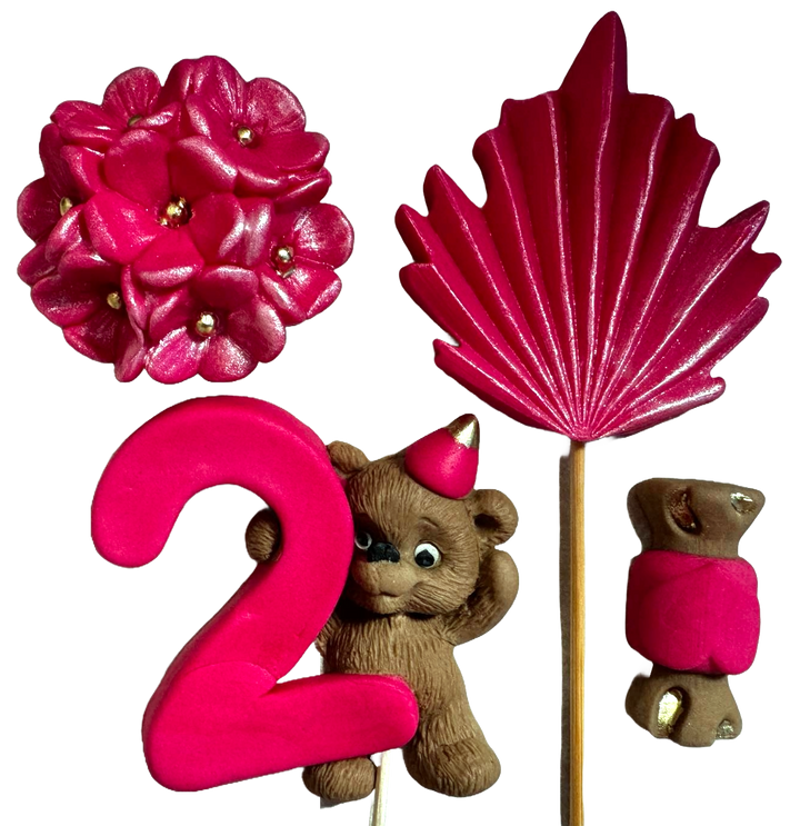 Set 4 decoratiuni comestibile din zahar, 2 ANI Decoratiuni din Pasta de Zahar Naty Shop