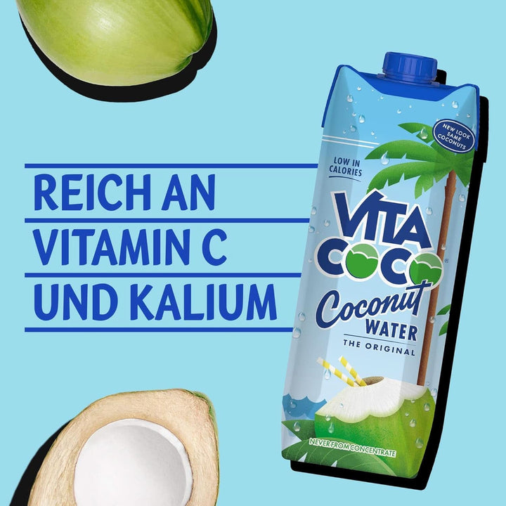 Vita Coco Pure Coconut Water 6 x 1litru, hidratant natural cu electroliți, fără gluten, plin de vitamina C și potasiu Naty Shop
