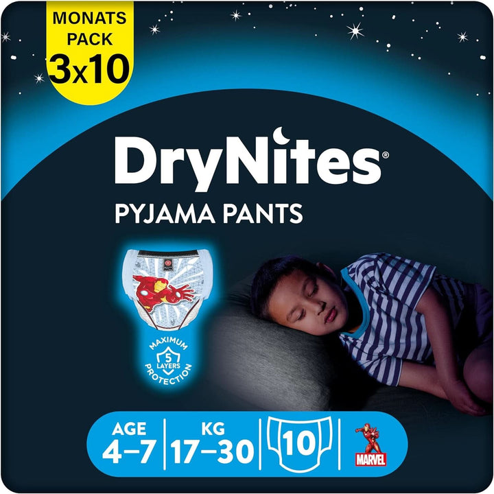 HUGGIES Drynites scutece de noapte, pentru băieți 4-7 ani (17-30 kg), 30 bucăți Naty Shop 17-30 Kg 10 buc