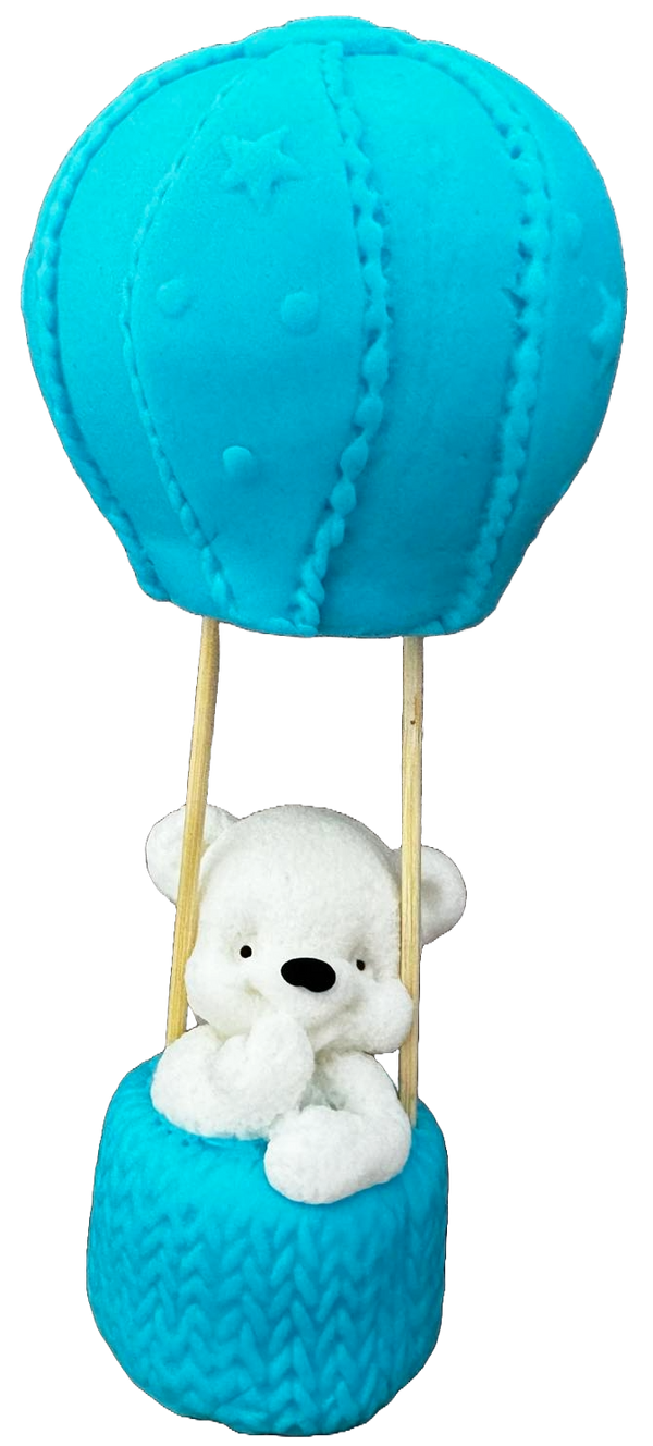 Decoratiune comestibila din zahar, Ursulet in balon Decoratiuni din Pasta de Zahar Naty Shop