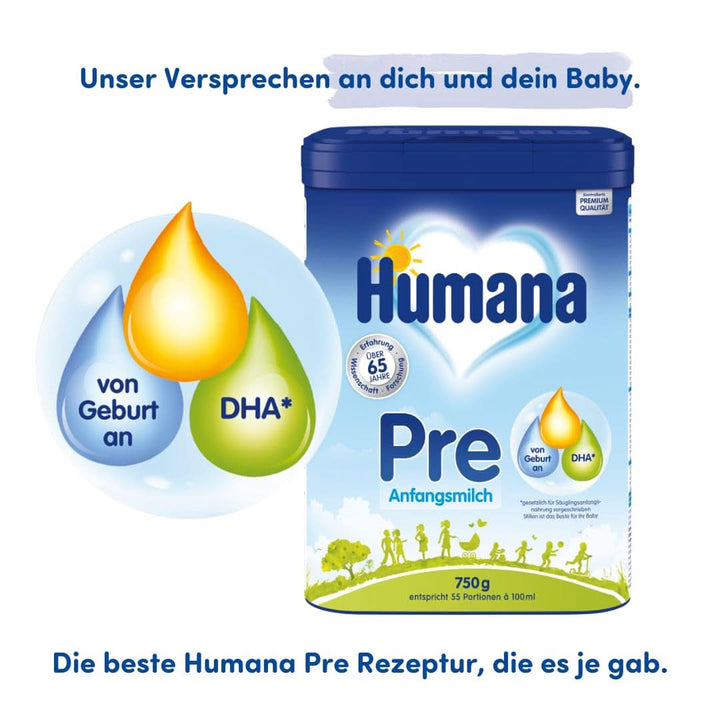 Lapte Humana Initial PRE, de la nastere, lapte praf pentru sugari, numai cu DHA si lactoza, 750 g Naty Shop