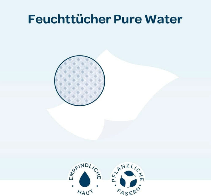 BIOLANE - Baby-Feuchttücher Mit 99,9% Wasser - Pure Water - Packung Mit 12 X 48 (576 Feuchttücher) - Für Empfindliche Haut - Ab Der Geburt - Duftfrei - Wechseln Und Reinigungspflege Naty Shop