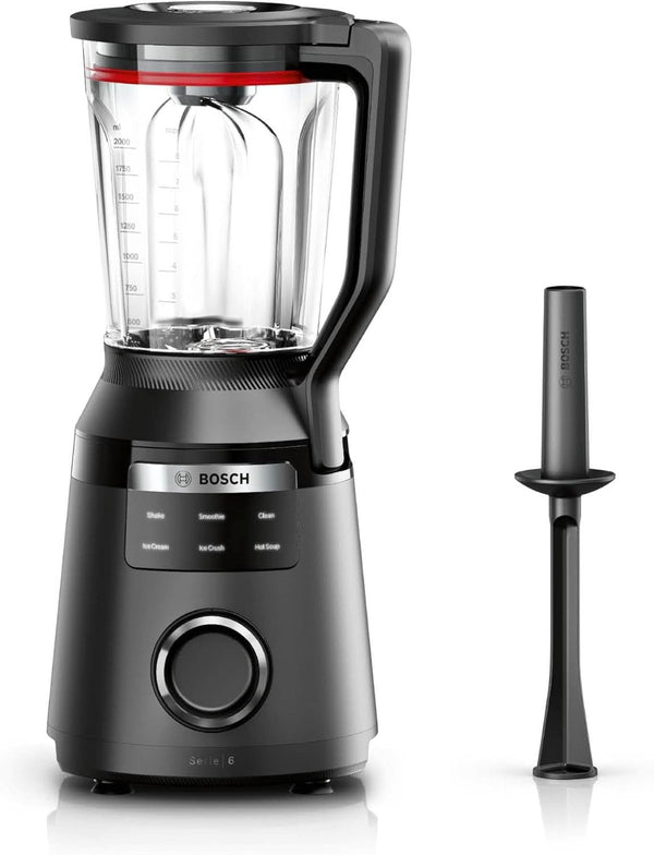 Highspeed-Standmixer Vitapower Serie 6 MMBD665B1, 45.000 U/Min, 6 Programme Inkl Heiße Suppe & Reinigung, 2 L Mixbehälter, Stopfer, Spülmaschinenfeste Teile, Made in Europe, 1800W, Schwarz Bucatarie Naty Shop