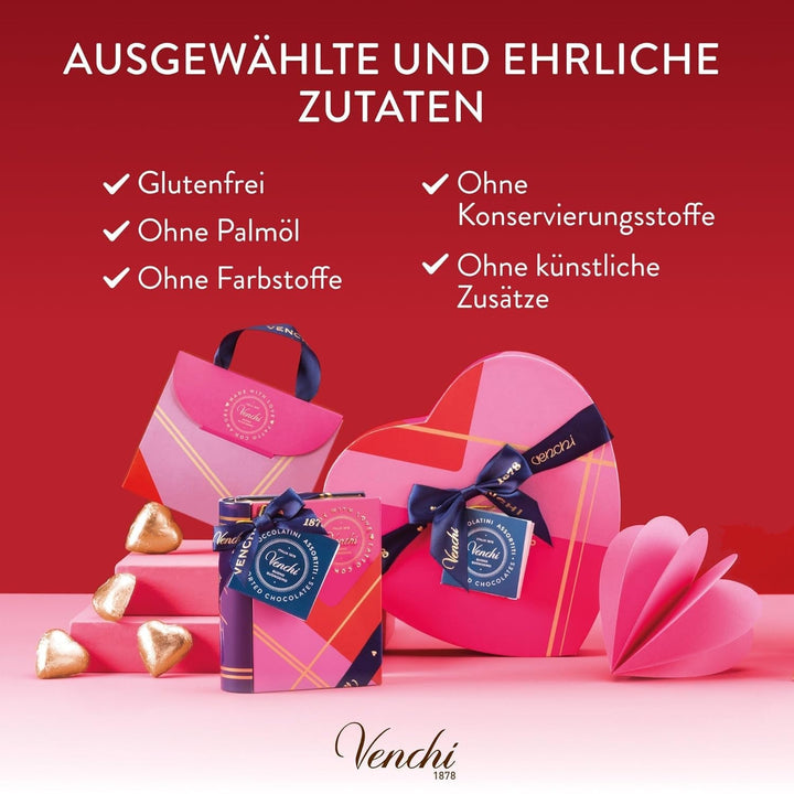 Venchi - Cutie cadou cu 9 bomboane de ciocolată Baciodidama și Vegan Chocoviar Gianduia, fără gluten, Valentine's Day Collection Bomboane de Ciocolata Naty Shop