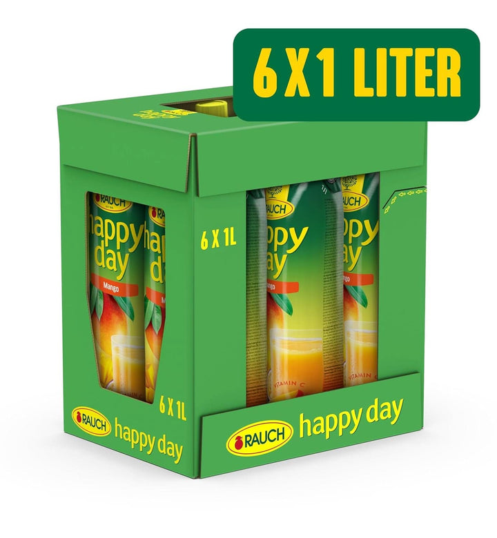 Rauch Happy Day Mango | Băutură rafinată cu fructul pasiunii | O mulțime de vitamina C | 6 x 1 litru, Tetra Prisma Naty Shop